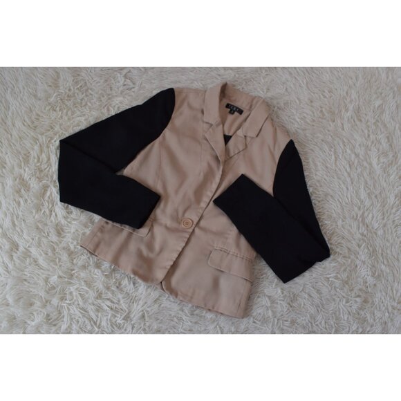 Vintage 90s Tan/Black Crop Poly/Spandex Jacket size S - Picture 6 of 10